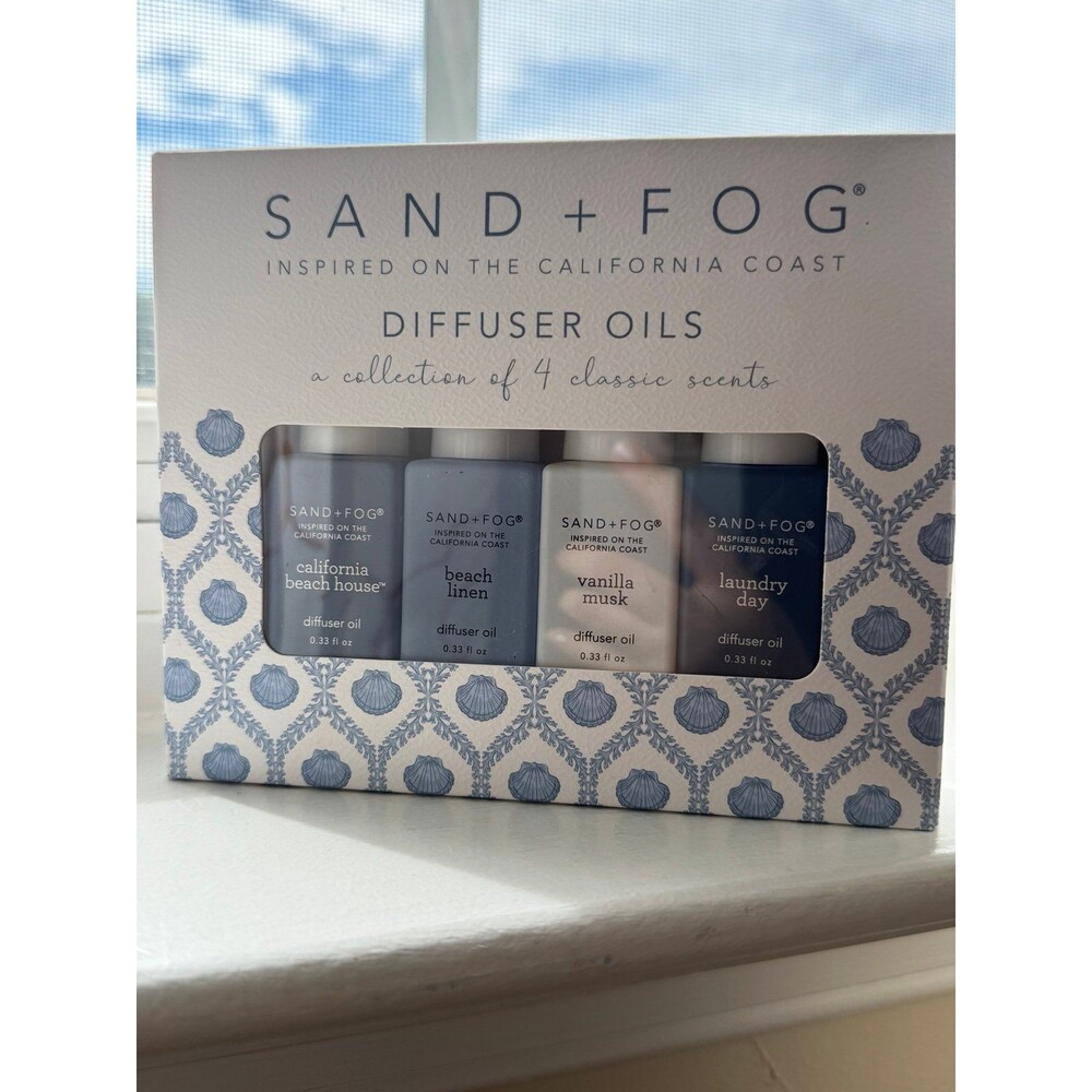 Sand + fog diffuser oils set 4 x 10 ml. Beach linen, laundry day, vanilla musk